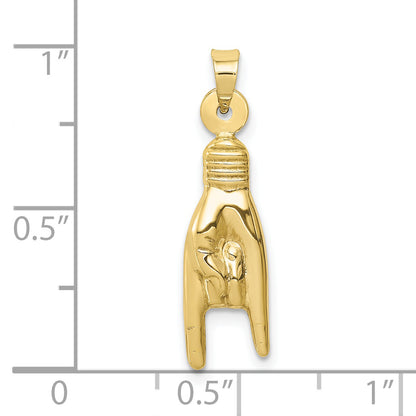10K 3D Hollow Rock On Sign Charm