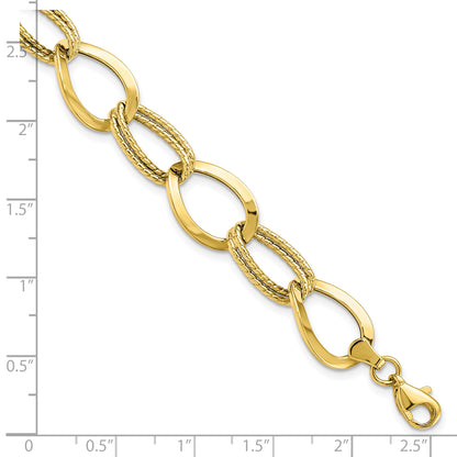 Leslie's 10K Polished and Textured Link Bracelet