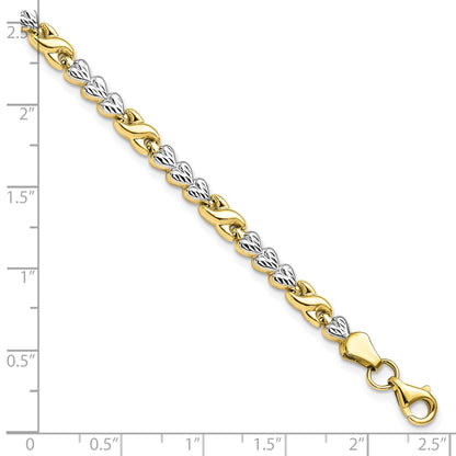 Leslie's 10K w/Rhodium D/C Infinity & Heart Bracelet