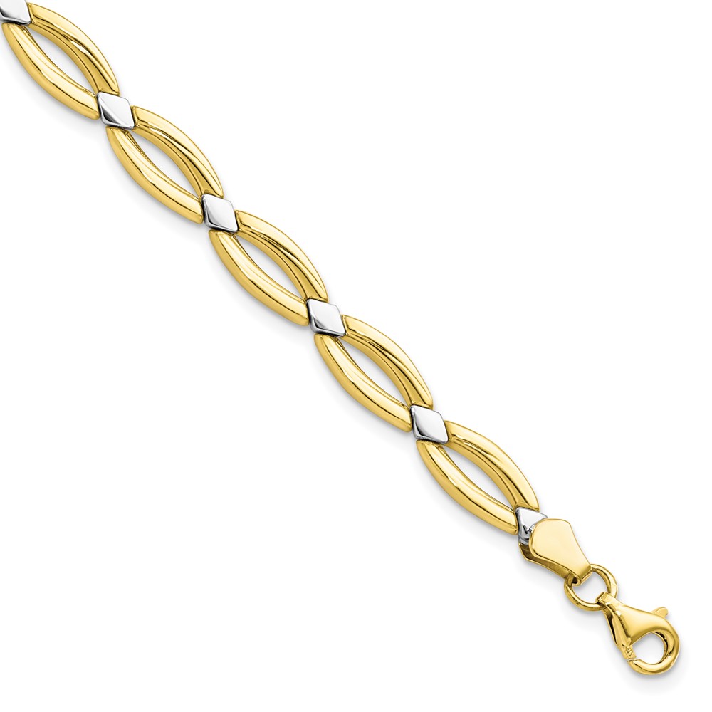 Leslie's 10K w/Rhodium Fancy Link Bracelet