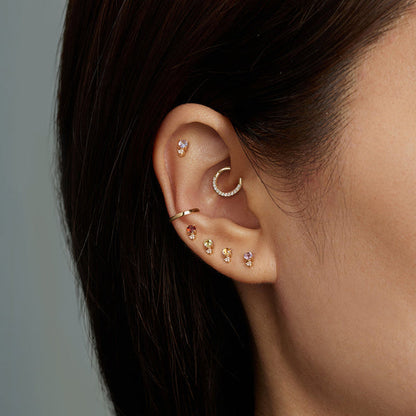 JUNE | Moonstone and White Sapphire Stud Earring