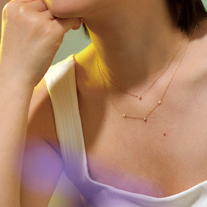 NOLA | Diamond Bezel Necklace with Dual Chain