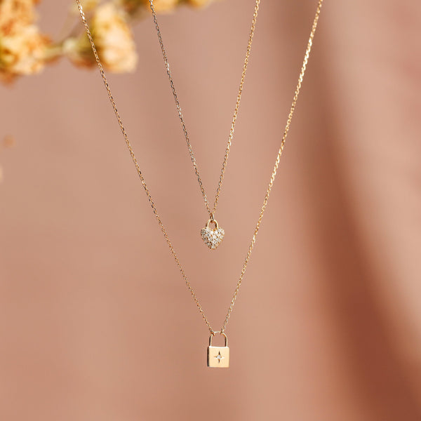 REHANA | Diamond Padlock Necklace