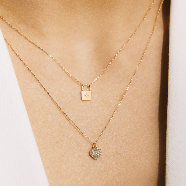 REHANA | Diamond Padlock Necklace