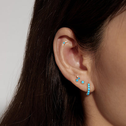 NORA | Turquoise & White Sapphire Crescent Moon Single Earring