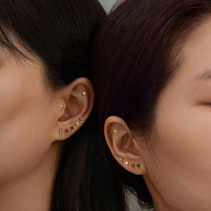 MAY | Green Tsavorite and White Sapphire Stud Earring