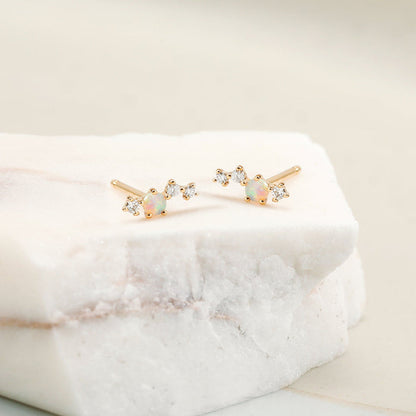 VENUS | Single Opal and Diamond Stud