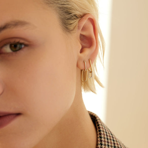 IMOGEN | Single Paper Clip Oblong Huggie Hoop