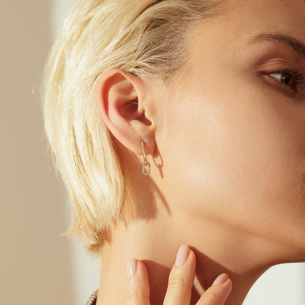 IMOGEN | Single Paper Clip Oblong Huggie Hoop