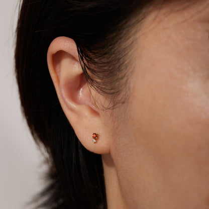 JANUARY | Garnet and White Sapphire Stud Earring