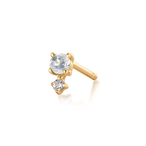 MARCH | Aquamarine and White Sapphire Stud Earring