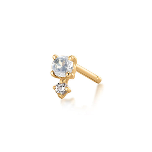 MARCH | Aquamarine and White Sapphire Stud Earring