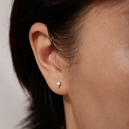 JUNE | Moonstone and White Sapphire Stud Earring