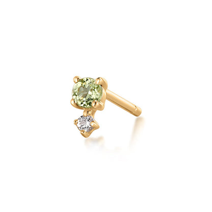 AUGUST | Peridot and White Sapphire Stud Earring