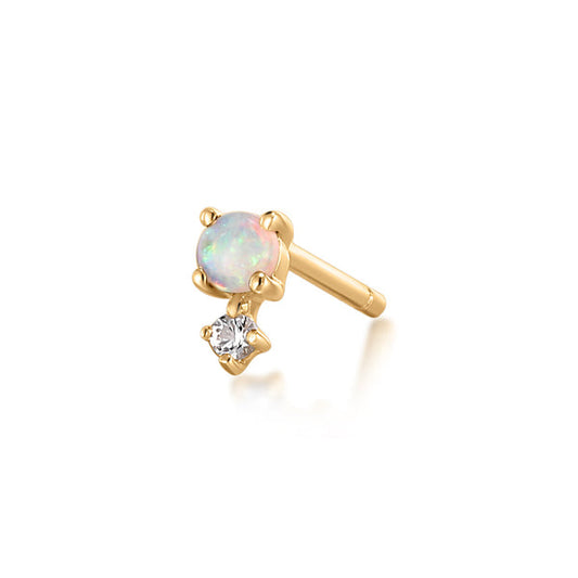 OCTOBER | Opal and White Sapphire Stud Earring