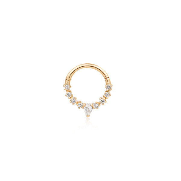 KALENA | Pear and Round White Sapphire Clicker Hoop