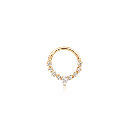 KALENA | Pear and Round White Sapphire Clicker Hoop