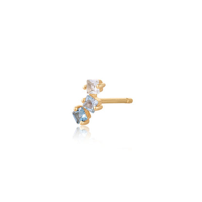 WAVE | Blue Topaz Tri-tone Stud Earring