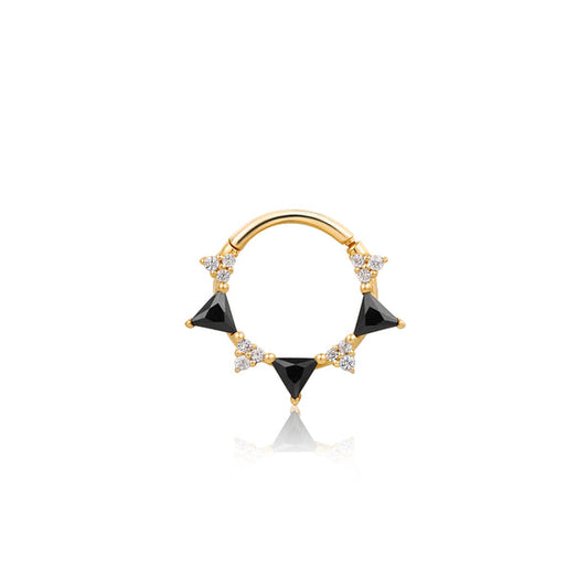 TESSA | Black Spinel and White Sapphire Clicker Hoop