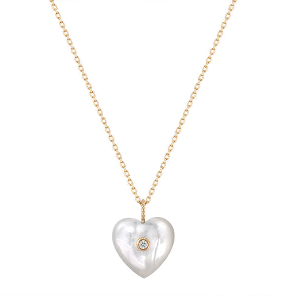 DOLLY | Mother of Pearl & Diamond Reversible Heart Necklace