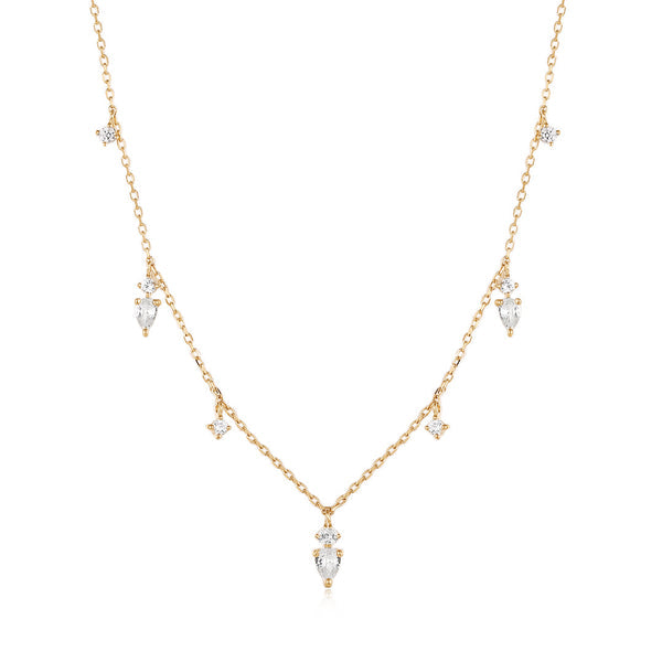 MEADOW | Pear and Round White Sapphire Drop Necklace