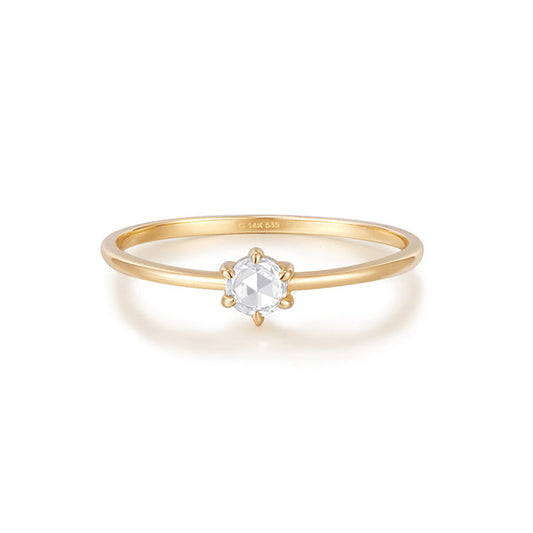MARILYN | Solitaire Rose Cut White Sapphire Ring
