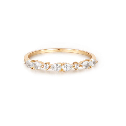 GLENNA | Pear and Round White Sapphire Half-Eternity Ring
