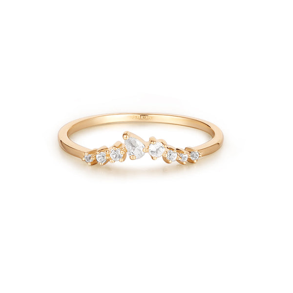 ADORA | Pear and Round White Sapphire Curved Ring