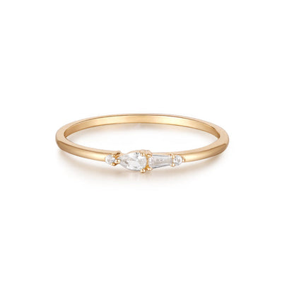 GEMMA | Pear, Baguette and Round White Sapphire Ring