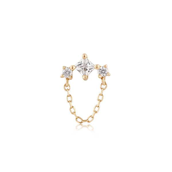 MIST | White Sapphire Drop Chain Stud Earring