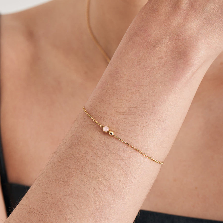 Gold Orb Rose Quartz Chain Bracelet