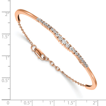 14K Rose Gold Lab Grown Diamond SI1/SI2, G H I, Graduated Bangle Bracelet