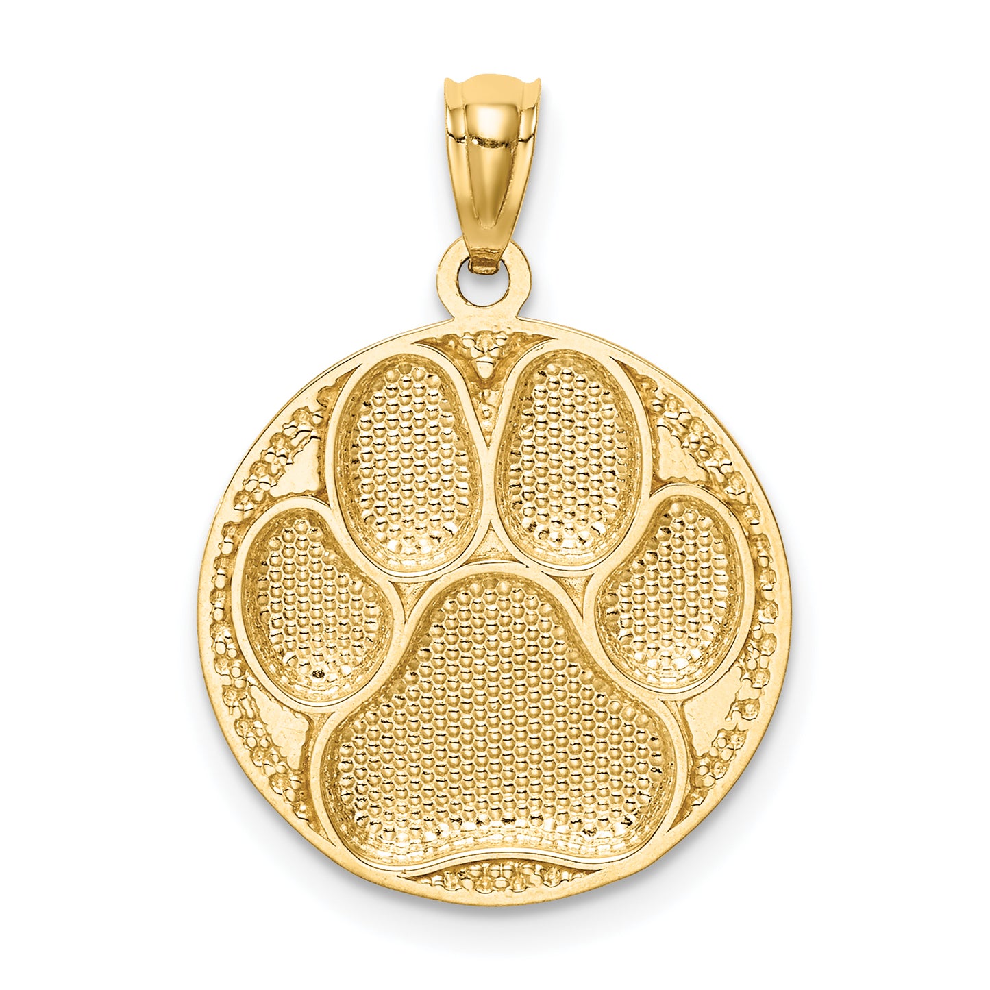 14K Dog Paw Medal Pendant