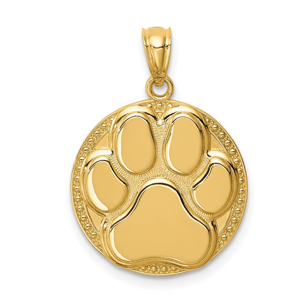 14K Dog Paw Medal Pendant