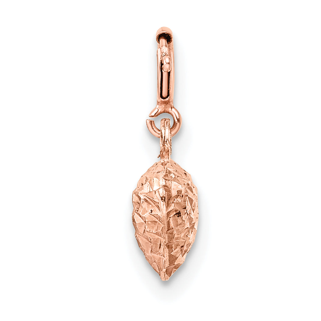 14K Rose Gold Diamond-cut Heart W/Spring Ring Charm Pendant