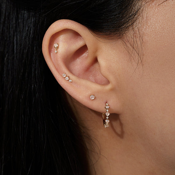 IDA | Rose Cut Double White Sapphire Stud Earring
