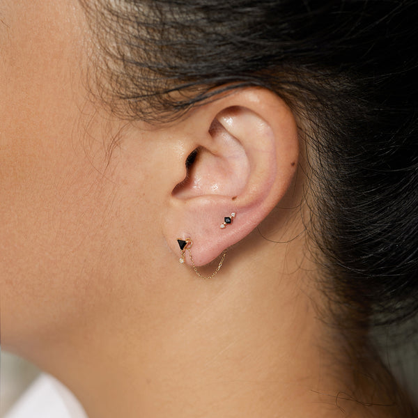 KIM | Black Spinel and White Sapphire Stud Earring