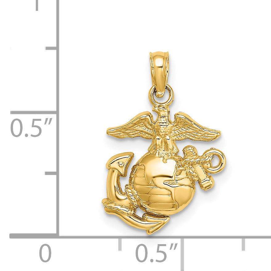 14k Polished / Textured Small Marine Corps Charm
