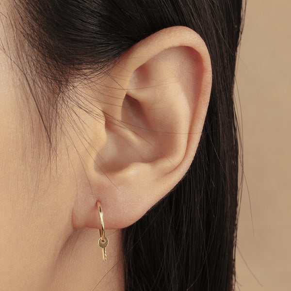 GINA | Key Charm Hoop Earrings