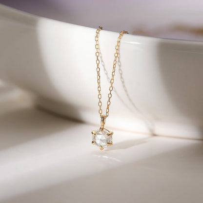 MARILYN | Rose Cut White Sapphire Solitaire Necklace