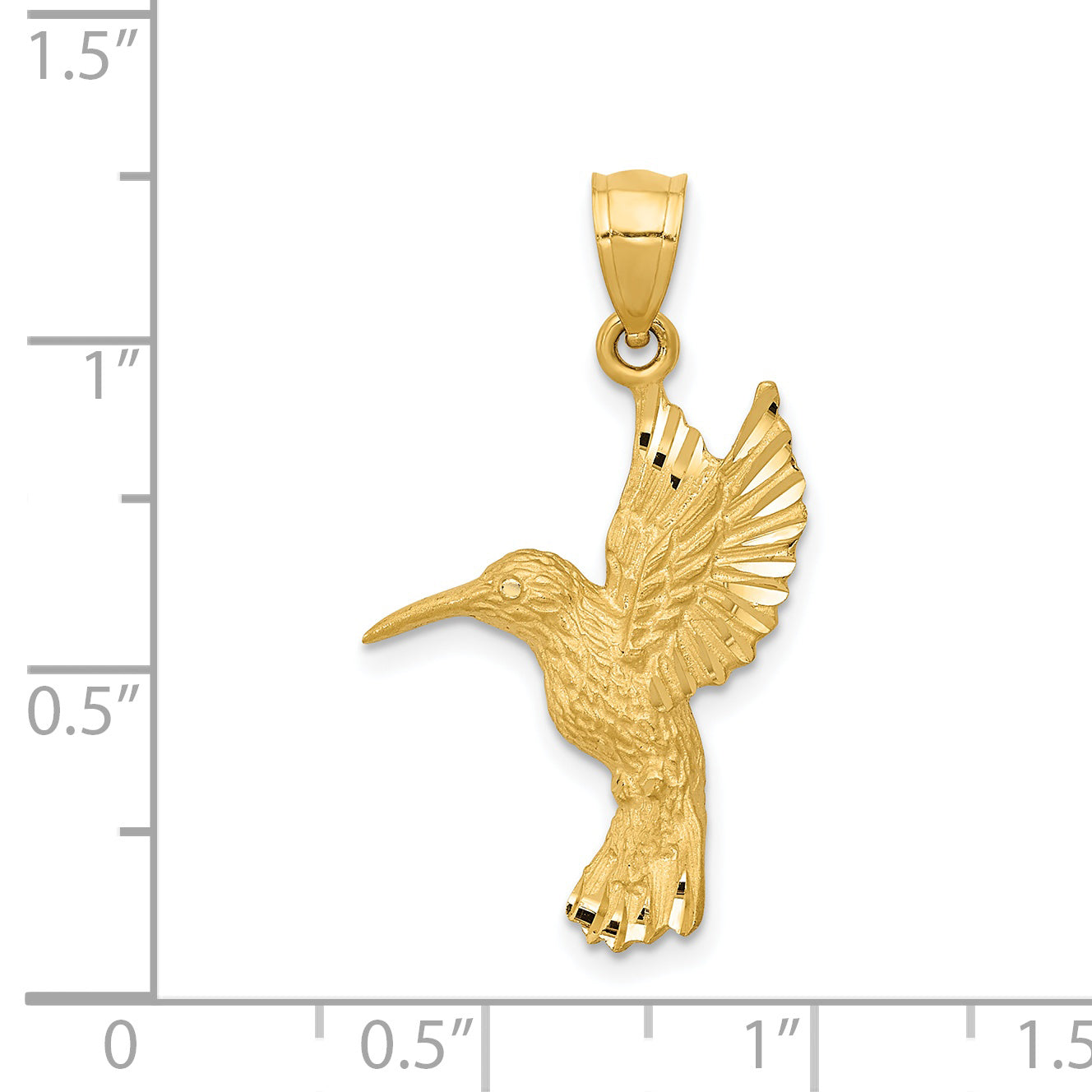 14K Diamond-cut Hummingbird Pendant