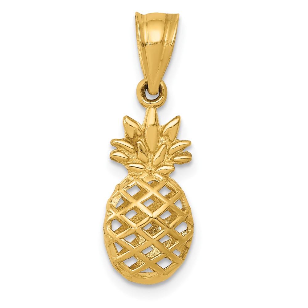 14k Polished 3D Pineapple Pendant