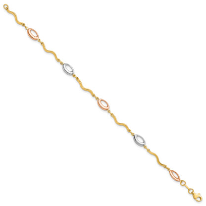 Leslie's 14K Tri-color Polished Fancy Link Bracelet