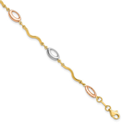 Leslie's 14K Tri-color Polished Fancy Link Bracelet