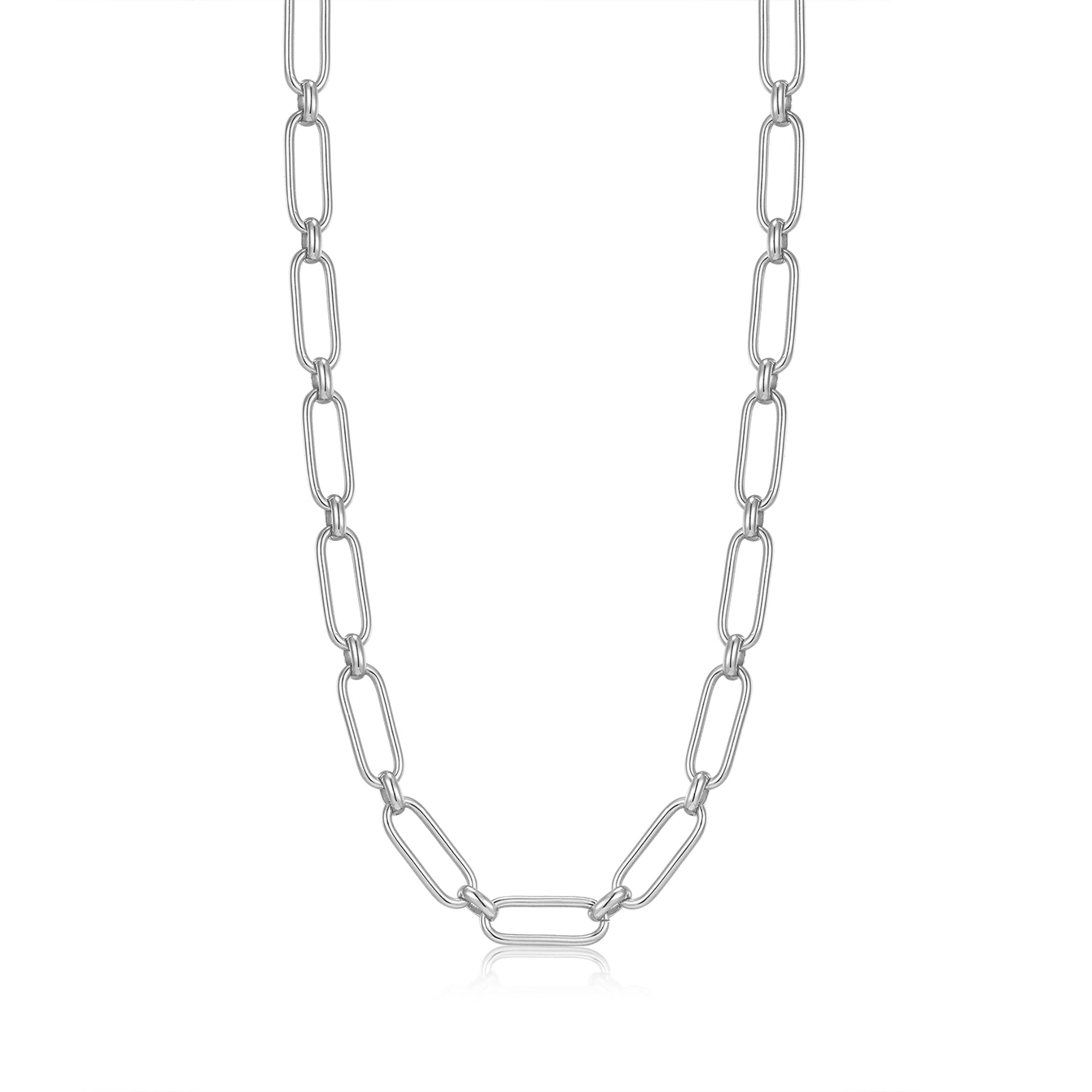 Silver Cable Connect Chunky Chain Necklace