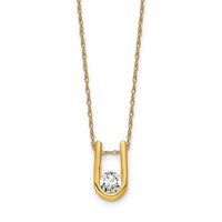 14K Lab Grown Diamond U-Shape Pendant Necklace