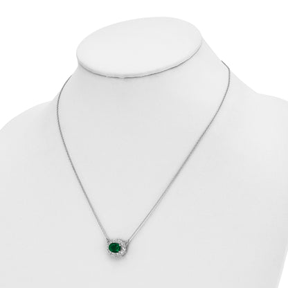 14K White Gold Lab Grown Dia. SI1/SI2, G H I, Lab Created Emerald Necklace