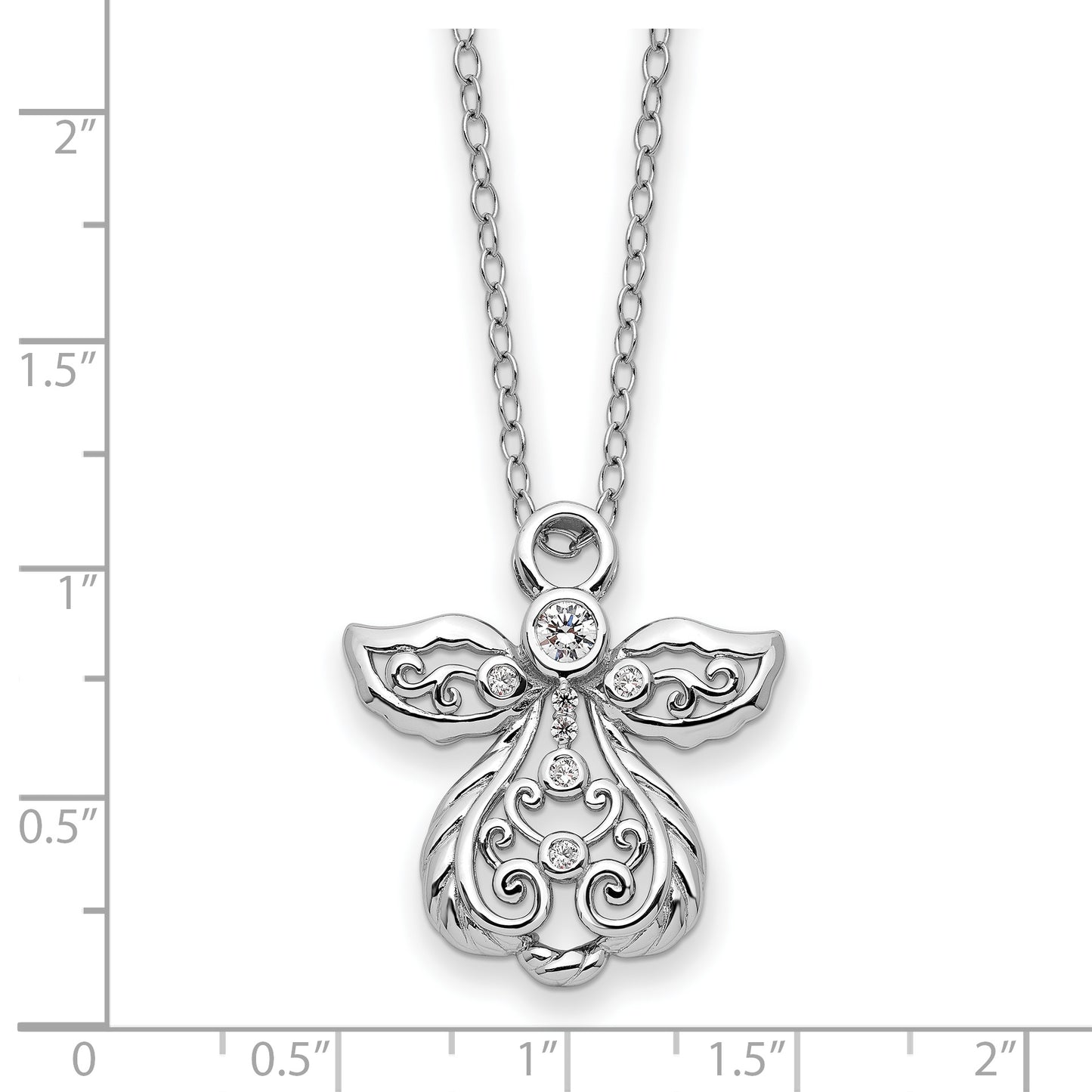 Sterling Silver CZ Earth Angel 18in Necklace