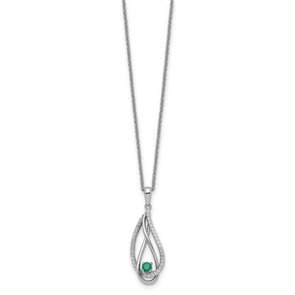 Sterling Silver May CZ Always in my Heart Birthstone 18in Necklace