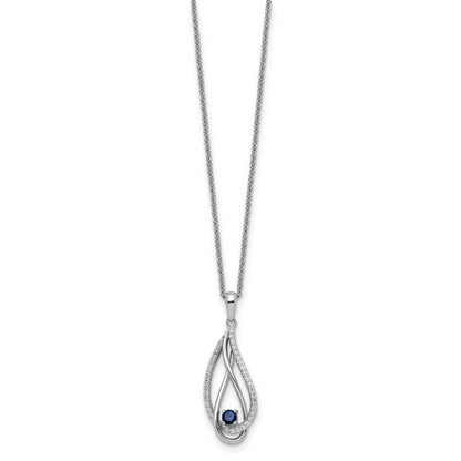 Sterling Silver Sep CZ Always in my Heart Birthstone 18in Necklace